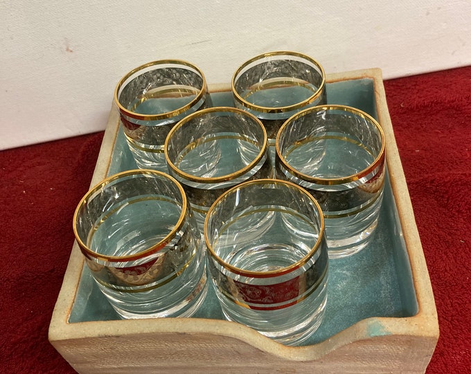 Vintage Bohemia Glan Moravske Sklarny KVETNA Set Of 6  Shot Glasses