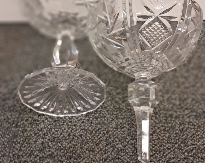 Spectacular Cut Lead Crystal Apothecary Jar-Style Pedestal Candy Dish with Cut