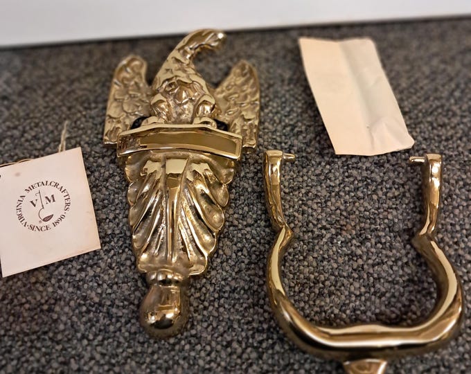 Virginia Metalcrafteers Vintage  Large Heavyweight Solid Brass Patriotic  American Bald  Eagle  Door Knocker