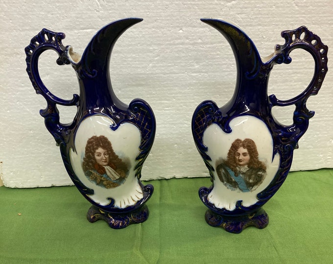 Vintage Victoria Carlsbad Austria Vase Pitchers: Grand Dauphin & Philippe D' Orleans