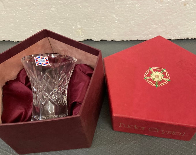 Brand New Tudor Crystal Cut Glass Vase, Posy, Seymour Pattern,