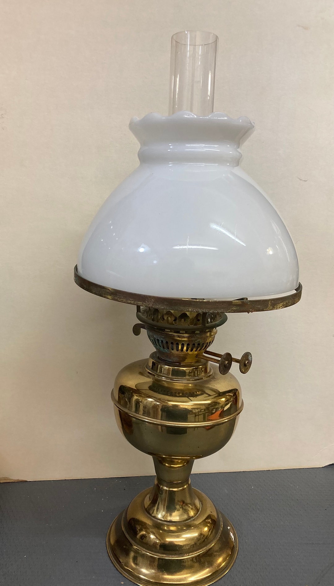 Antique Edwardian Quality Brass and Glass Oil Lamp - Etsy