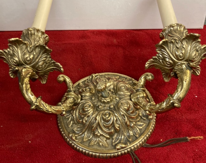 Victorian  Cast  Brass Two Arm Wall Scone