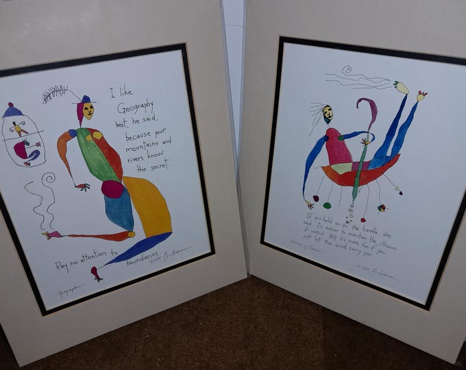 Two Reproduction Prints   of Brian Andreas'  Story People  1994 .1995