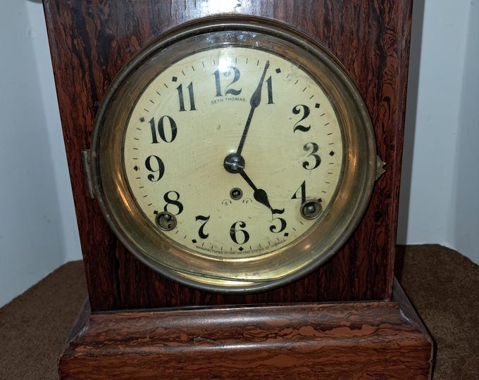 Set Thomas 1913  Antique  Mantel Desk Clock