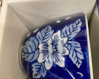 Kafuh Japan Tea Set, Blue Floral Design With Original Box - Etsy