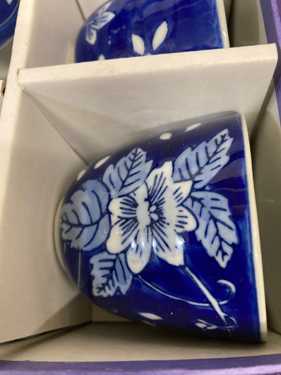 Kafuh Japan Tea Set, Blue Floral Design With Original Box - Etsy