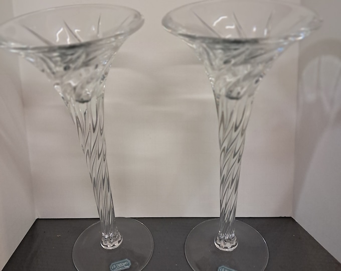 Set of two J. G. Durand Designer Crystal Candlesticks