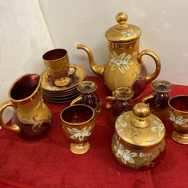 Bohemian Glass Tea Cups Etsy