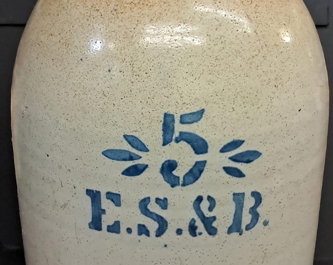 Antique ES&B 5 Gallon Stoneware Jug New Brighton PA