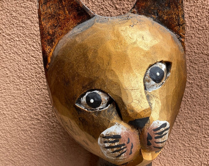 Large Vintage Folk Art 62 " Hand Carved Wood Cat Statue