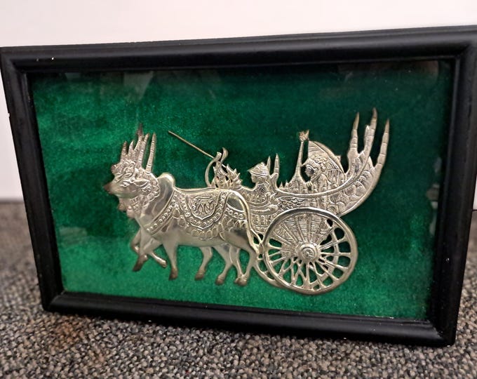 3 Dimensional  Framed Art Picture Silver Tone Metal