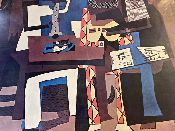 アート・デザイン・音楽 Pablo Picasso: 43 Obras Pablo Picasso Original Signed Print, Three musicians, 1921