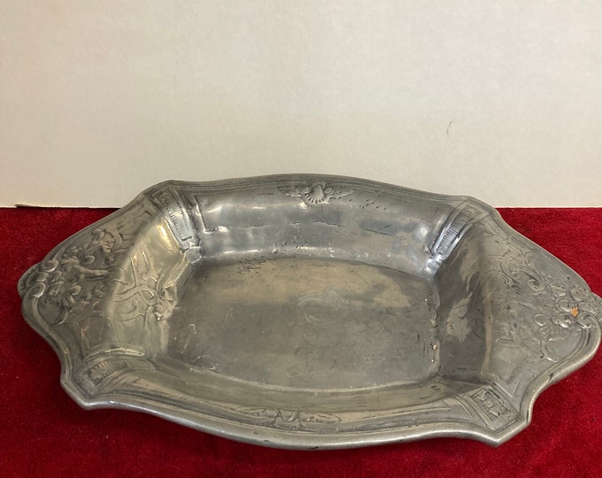 REIN ZINN Vintage  Handmade Pewter Oval Platter