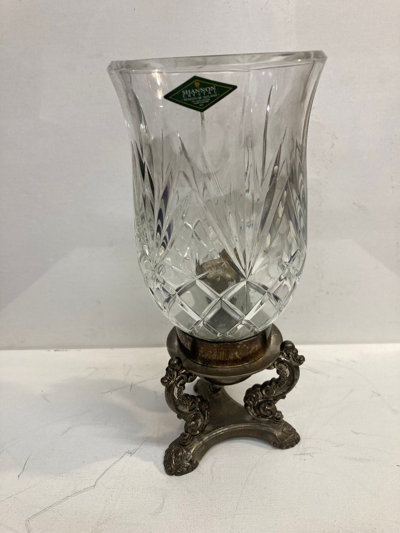 Shannon by Godinger Hurricane , 10 Crystal Candle Holder With Stand Etsy