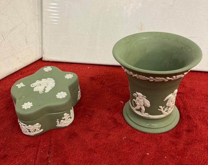 Two Wedgwood Jasperwares Four Season Cup and Trinket box