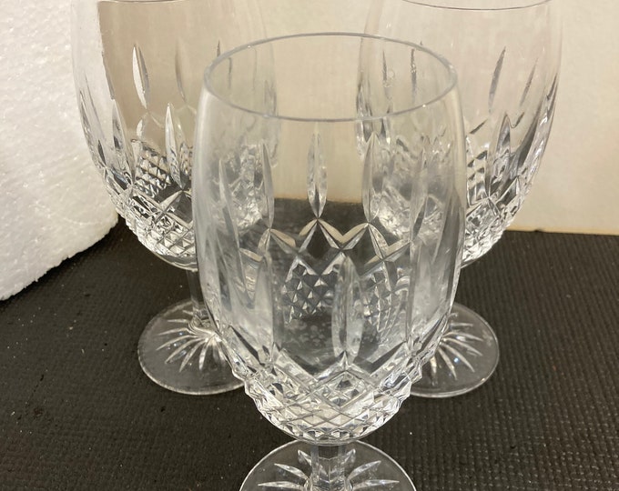3 Waterford Cut Crystal Wine Glasses