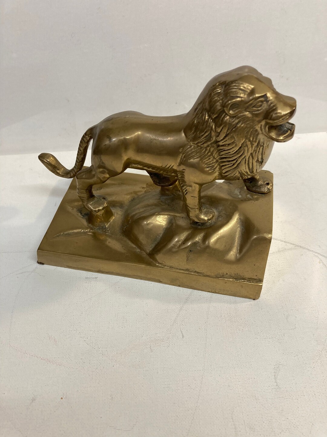 Vintage Heavy Brass Lion Sculpture Statue Figurine King of the Jungle ...