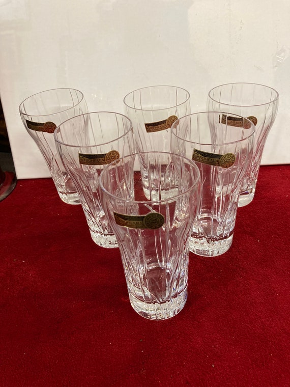 Vintage Set of 6 Lead Crystal ,24% Pbo, Bohemia Water Glasses