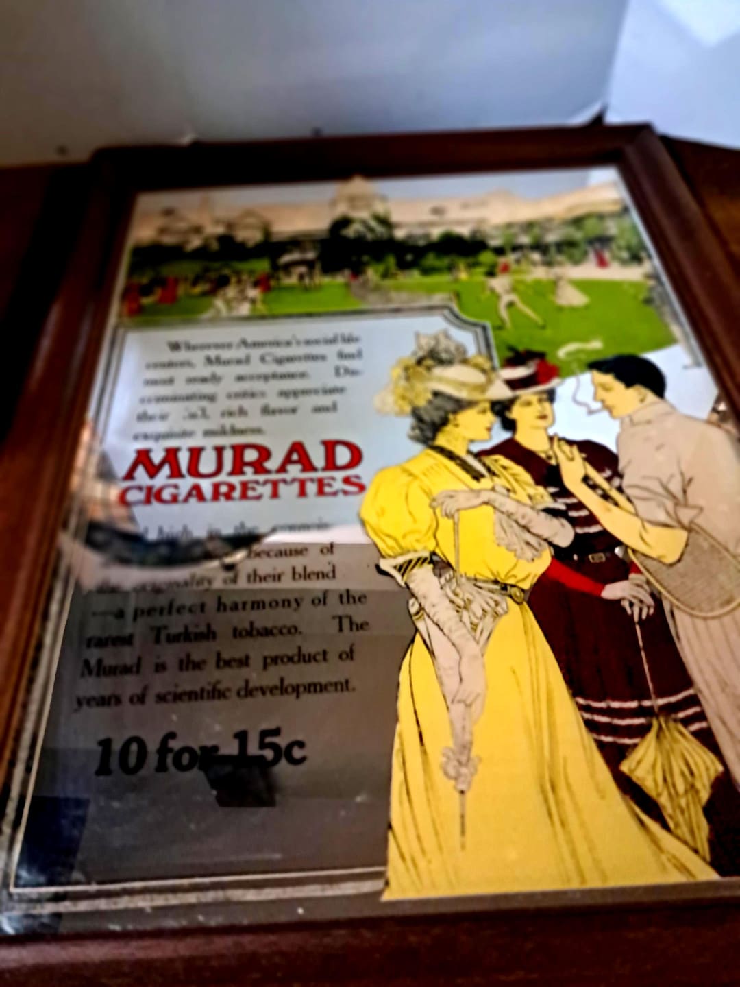 Vintage Murad Cigarettes Newport Casino Framed Advertising Mirror
