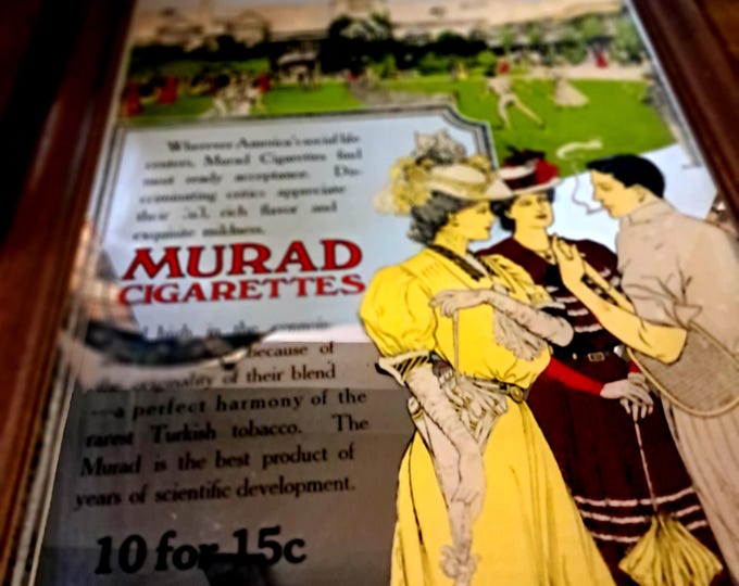 Vintage Murad Cigarettes Newport Casino Framed Advertising Mirror
