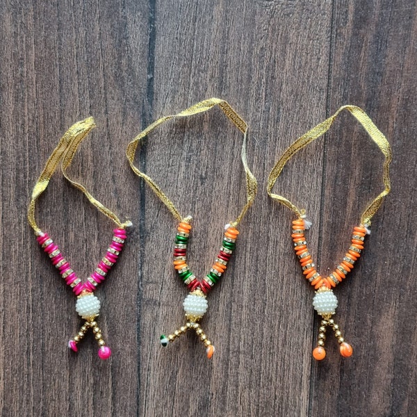 Artificial Indian Mala/Haar/Garland Puja - Beads Mala Small - Random Sets