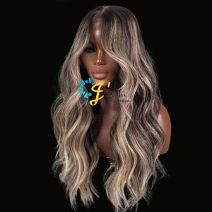Ash Caramel Brown Balayage Blonde Raw Indian Human Hair Luxury Wig, Ash Blonde Balayage Beach Wave Wig, Ash Brown Balayage 2025, J’Bellee