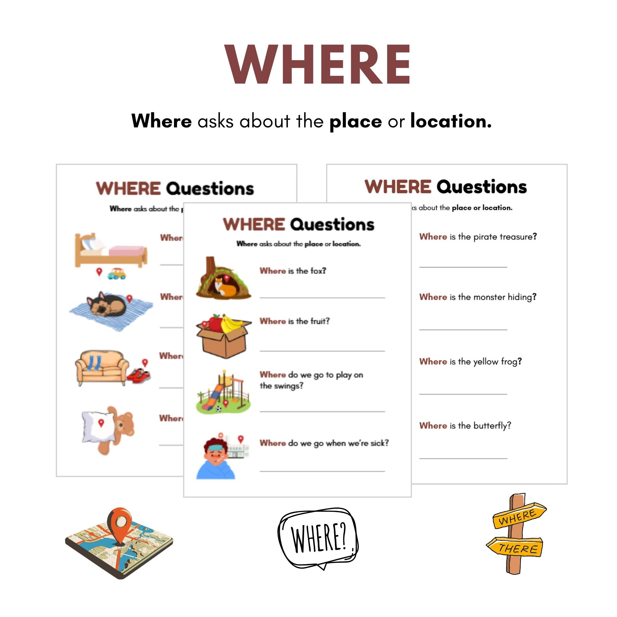 WH Questions Worksheet Bundle, 5 Ws Printable Worksheets, Speech ...