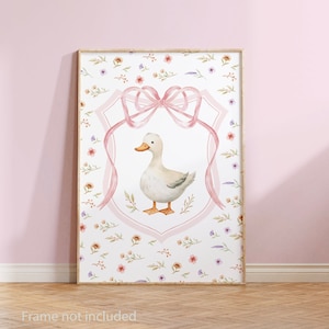 Duck nursery print, duck wall art, Vintage style nursery, farm animal print, children&#39;s bedroom print, duck poster, cottage core art