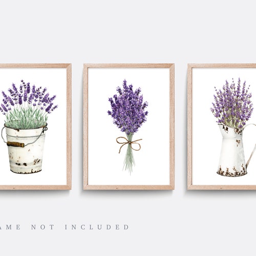 Lavender Wall Decor Set of 3 Lavender Wall Art Lavender Etsy
