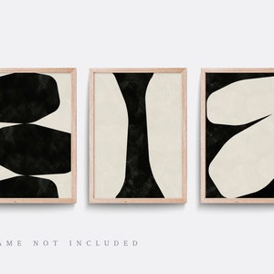 Set of 3 Abstract prints, Black and beige wall art, Minimalist print, Living room art, Black wall art, Monochrome art, bedroom print, Beige