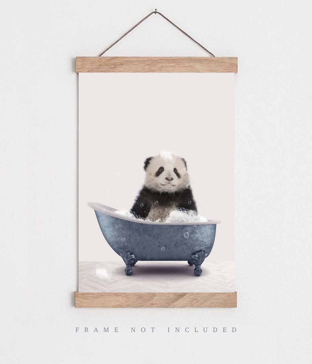 Panda in Bathtub Print, Animal Bathroom Wall Art - Etsy
