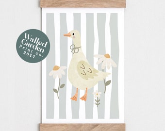 Duck and Daisy Nursery Print, Farm Animal Wall Art