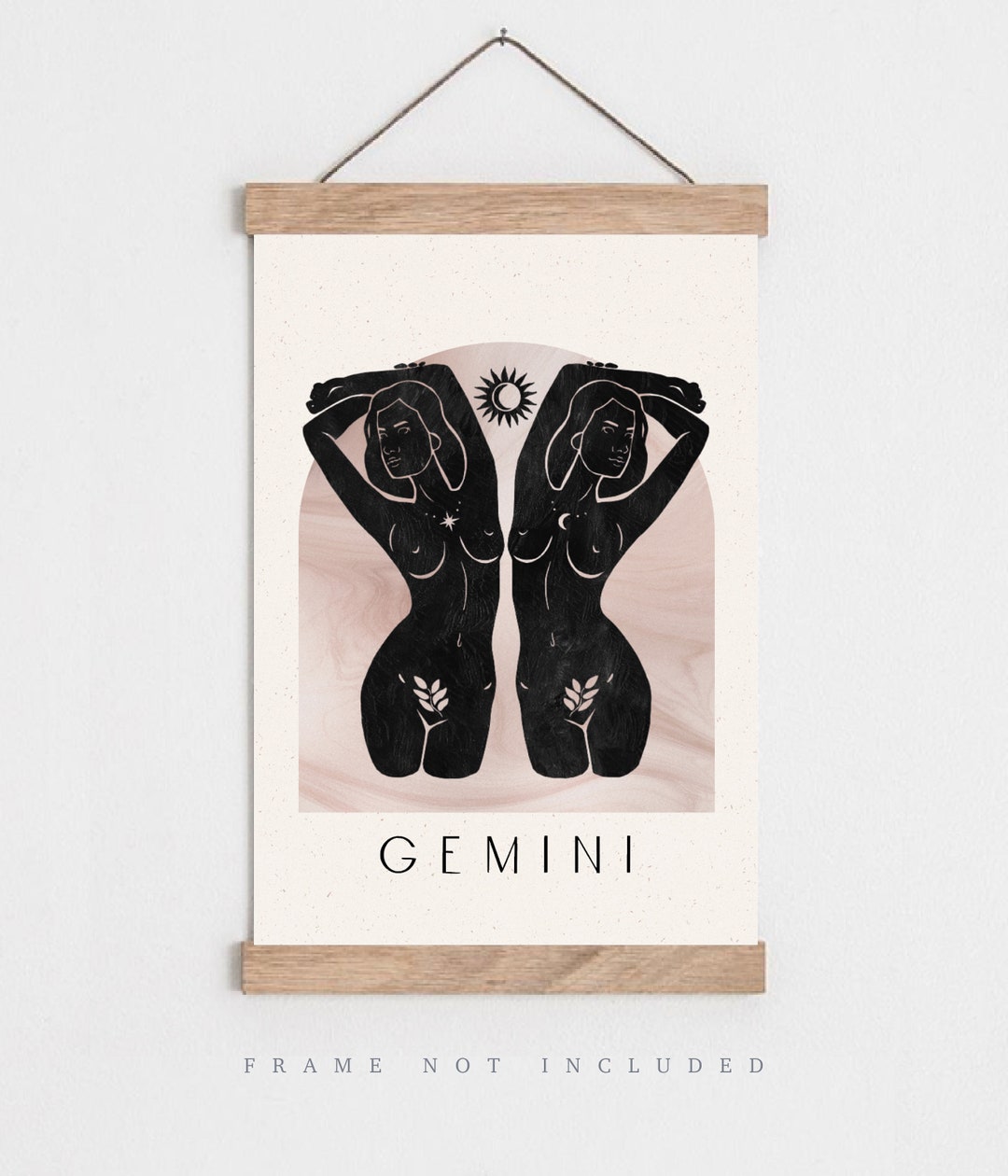 Gemini Zodiac Print, Boho Star Sign Wall Art - Etsy