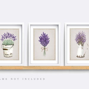 3 枚セットの花のプリント、ラベンダーの壁アート、植物のプリント、リビングルームのアート、植物の壁アート、ラベンダーのアートプリント、寝室のプリント、ファームハウス