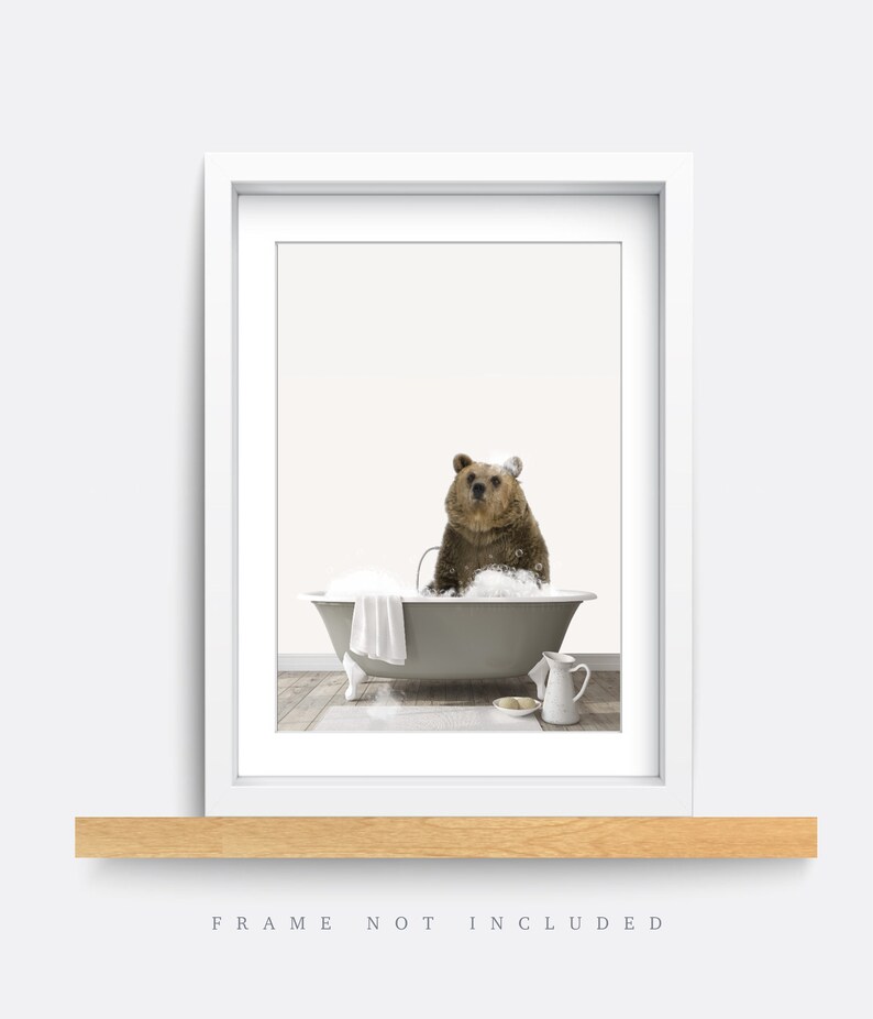 Animal in Bath Print Animals in Bathtub Art Bathroom Prints Etsy