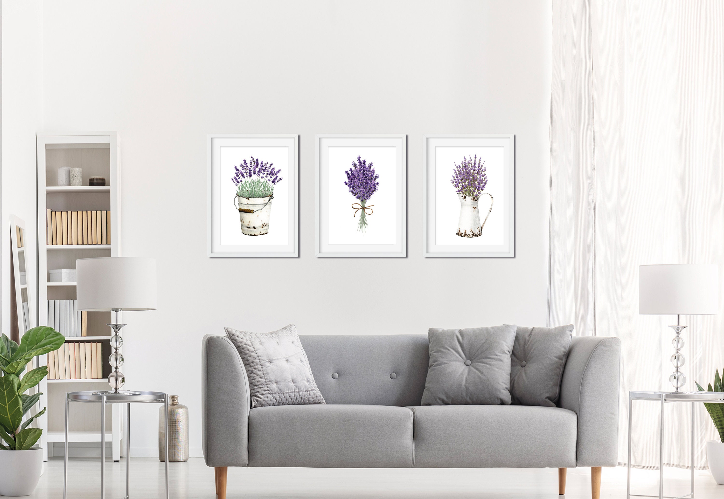 Set of 3 Flower Prints Lavender Wall Art Botanical Print - Etsy UK