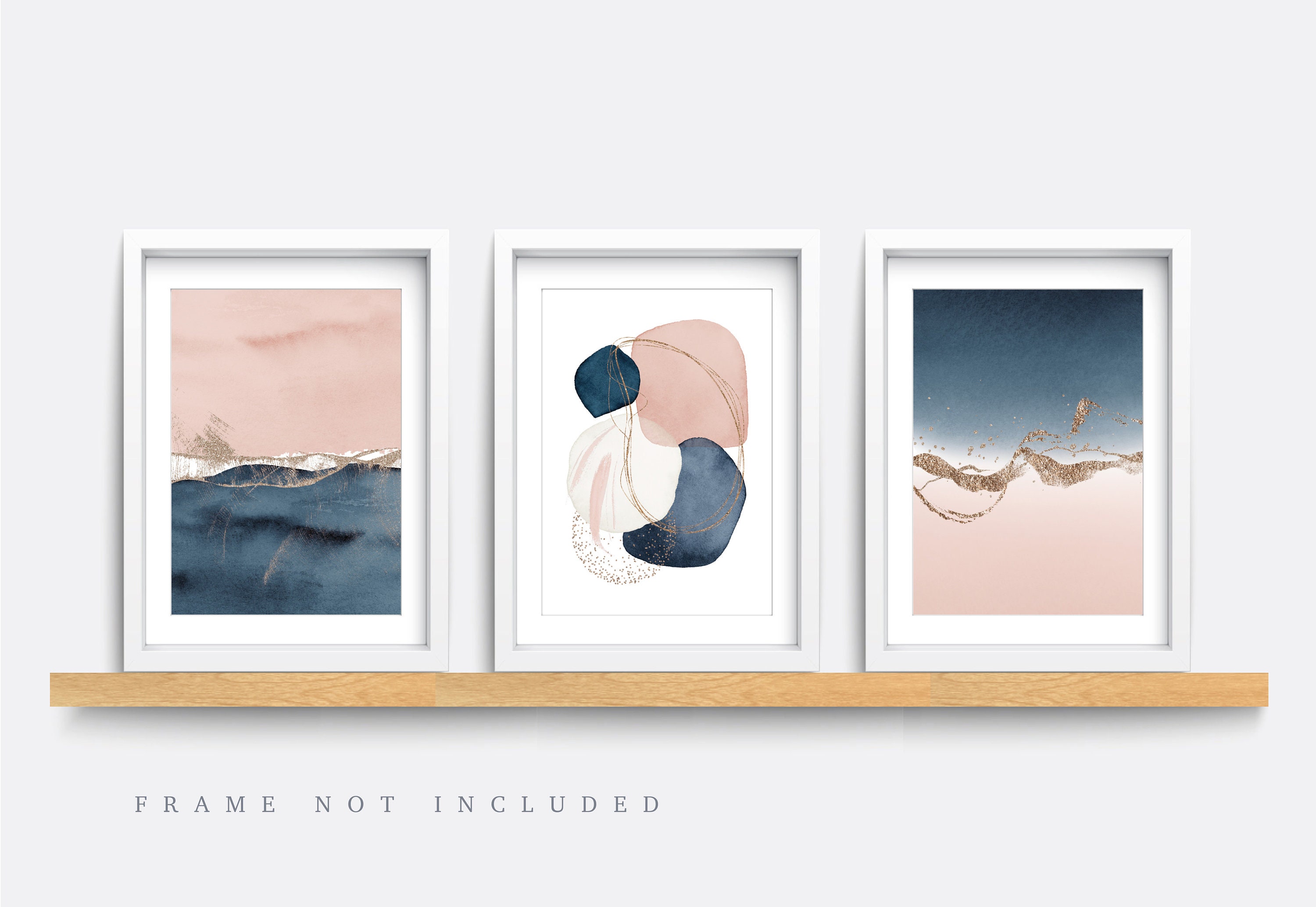 Abstract Print Set of 3, Pink and Blue Minimalist Wall Art - Etsy