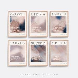 Star sign Print, Zodiac, Star sign art, Astrology, Living room wall art, Bedroom Print, Aura print, Boho wall art, Boho decor, Black art