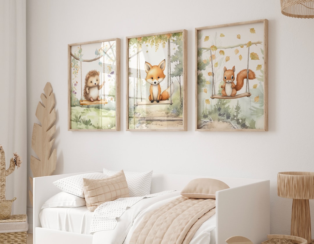 Woodland Animal Prints, Woodland Nursery Wall Art, Vintage Style ...