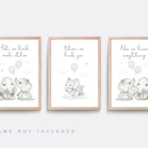 Elefanten Familie Drucke, Baby Tiere Wandbild, 3er-Set