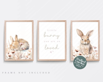 Kaninchen Kinderzimmer Drucke, Vintage Cottage Stil Wandkunst