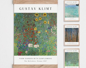 Gustav Klimt Print, Floral Art Nouveau Poster