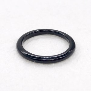 Thin 2.5mm Black Onyx Stacking Ring, Gemstone Band Ring stackable  size4--10