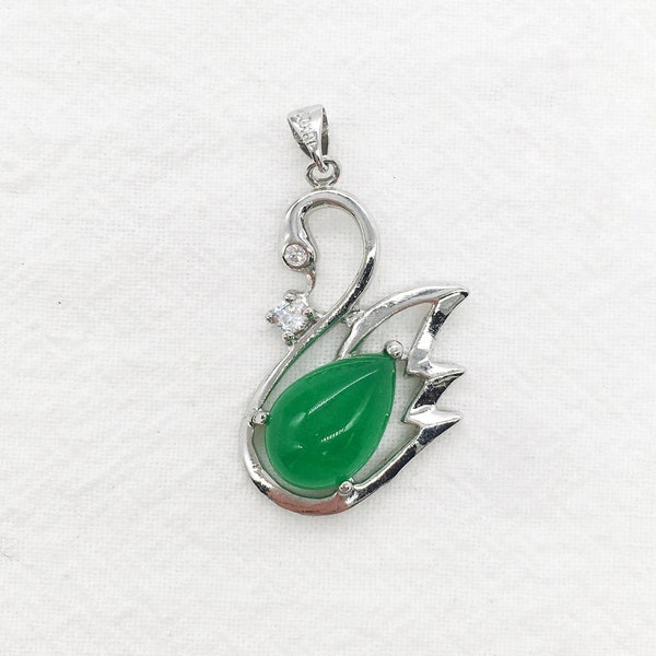 Jade Swan Cubic Zirconia Pendant