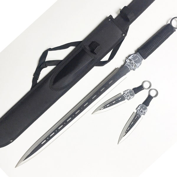 26 inches Skull Tang Tactical Blade Katana/Ninja Sword/Machete/Throwing Knife