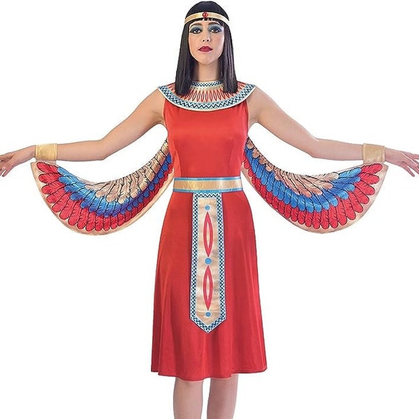 Egyptian Woman Costume with Detachable Wings, Collar, Waistband, Cosplay, Halloween, Gift for Halloween SIZE S to XL