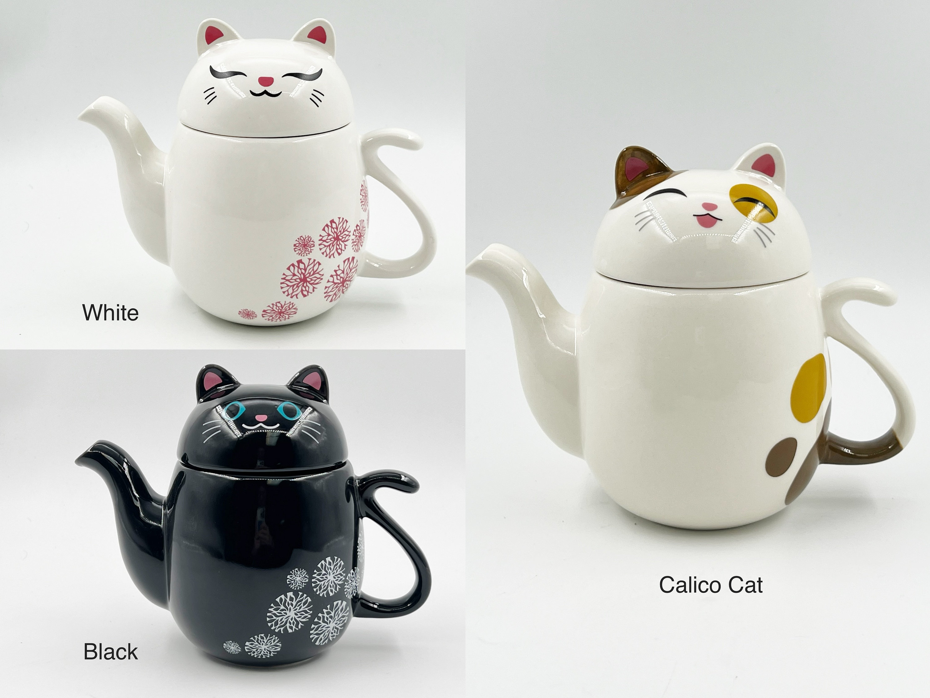 Tea Set for Cat Lovers Portable Cute Cat Cup One Pot And Two Cups Outd –  acacuss