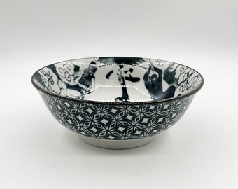 Japanese Pottery Ceramic Ramen Noodle Udon Donburi Bowl, Ninja Black