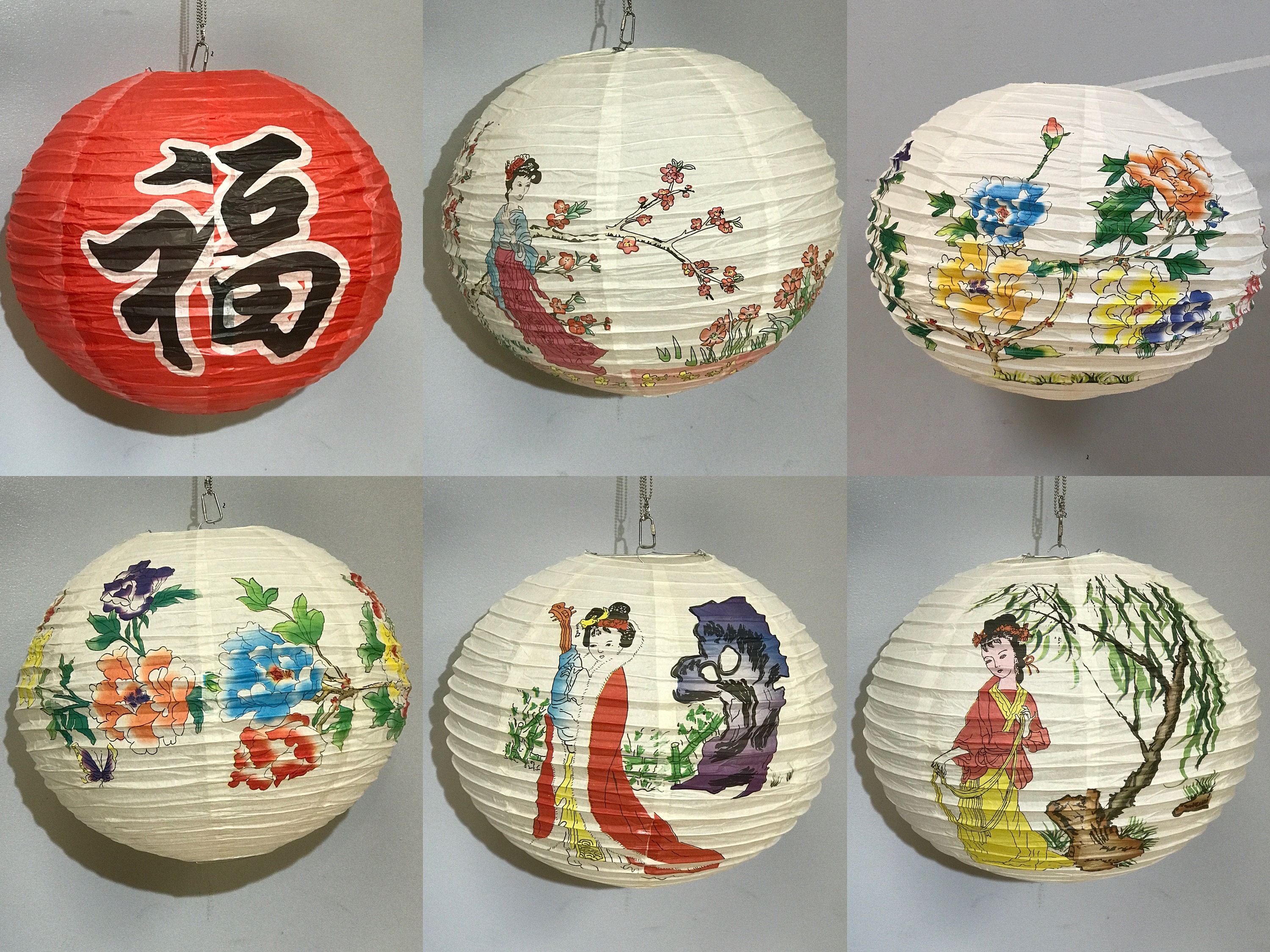 Paper Lantern, Round Chinese Paper Lanterns With Colored Tissue